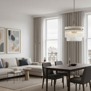 Verdura Sleek Glass Rod 3-Light Pendant – Moderner Messing-Kronleuchter für Esszimmer & Wohnzimmer